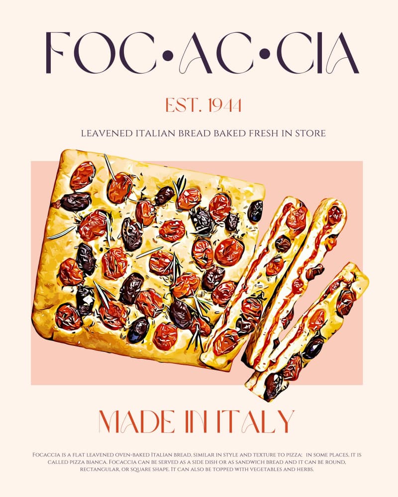 Fresh Baked Focaccia by Nazma Khokhar — canvas wall art