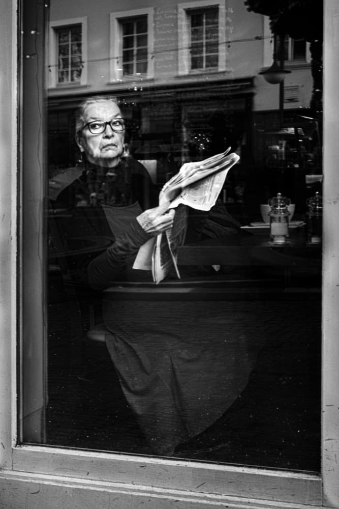 Thoughtful Woman Cafe Window by Eiji Yamamoto — canvas wall art