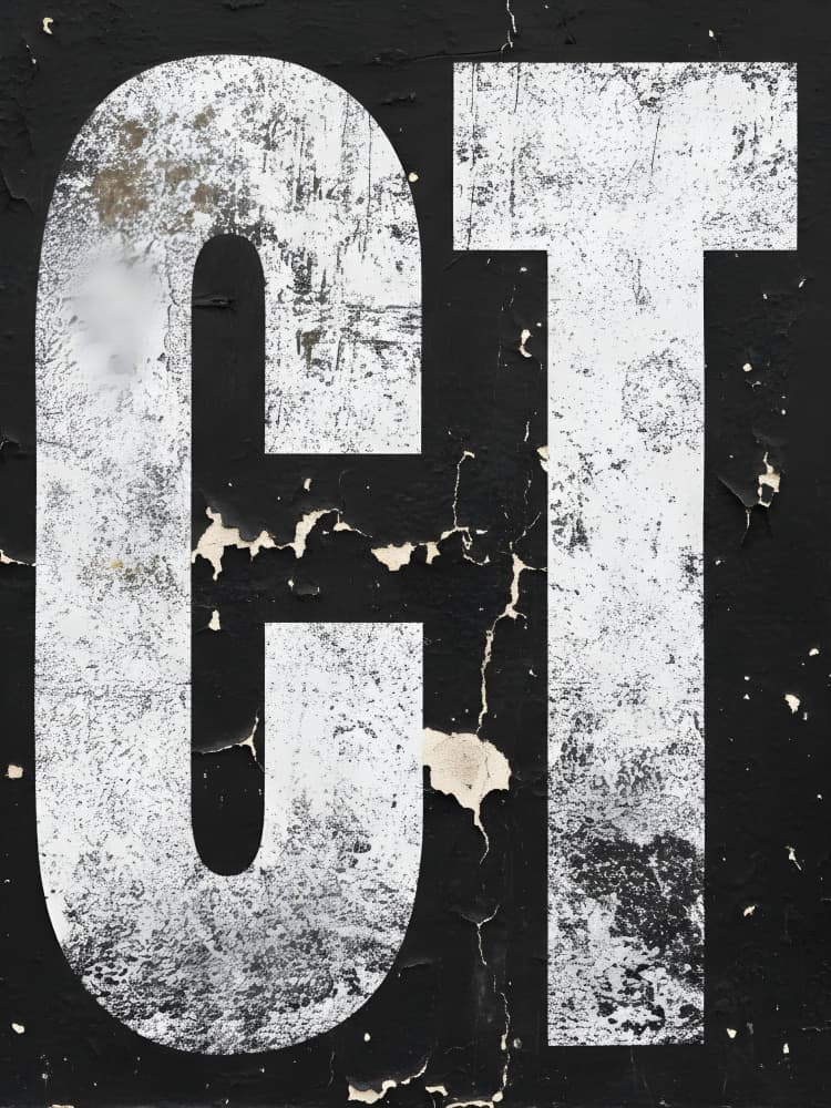 Worn Black White Letters by HUGO — canvas wall art
