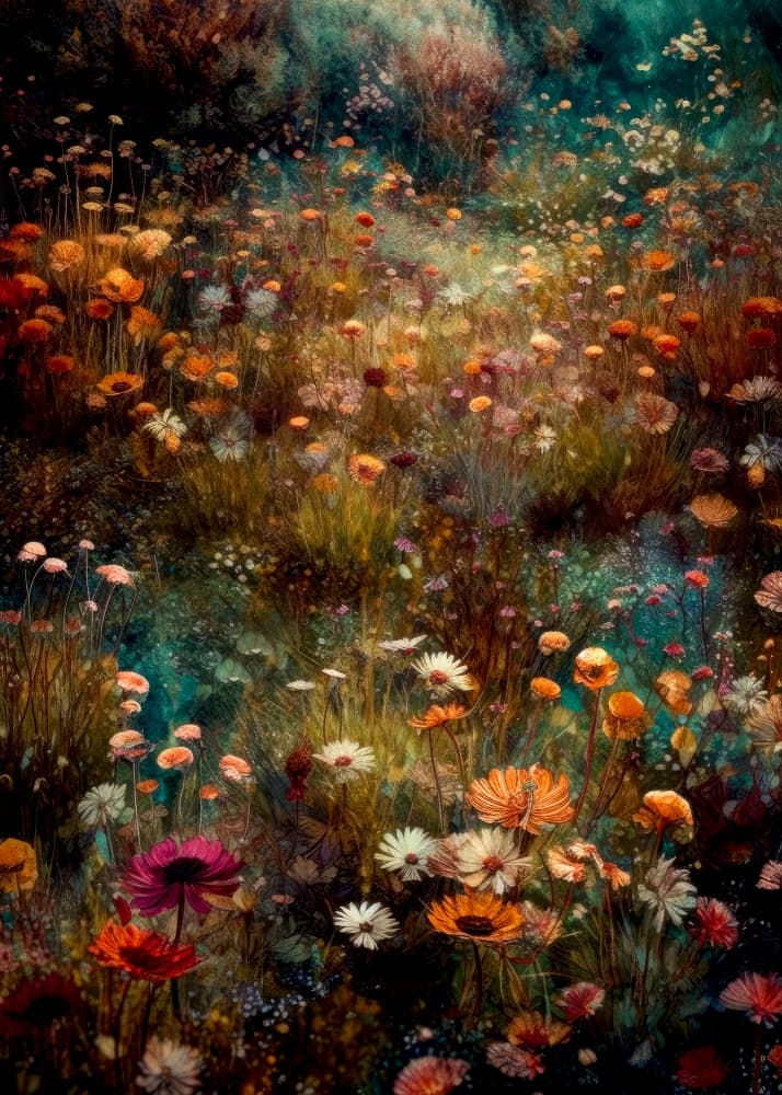 Vibrant Flower Meadow by Justyna Jaszke — canvas wall art