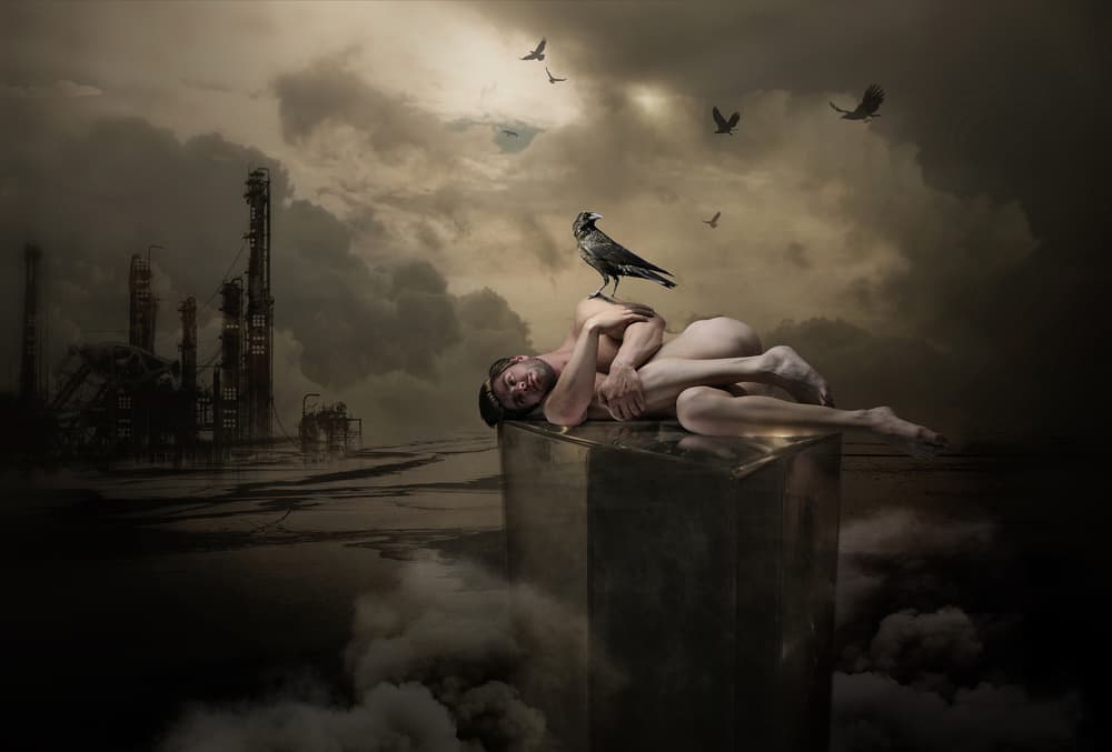 Man Crow Industry by DDiArte — canvas wall art
