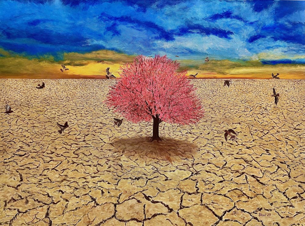 Pink Tree Desert Sky by Tom Blood — canvas wall art