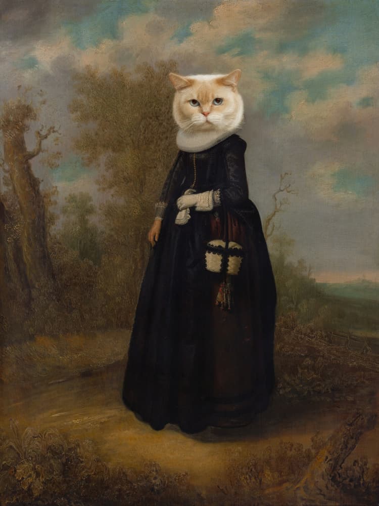 Regal Cat Portrait by Marja van den Hurk — canvas wall art