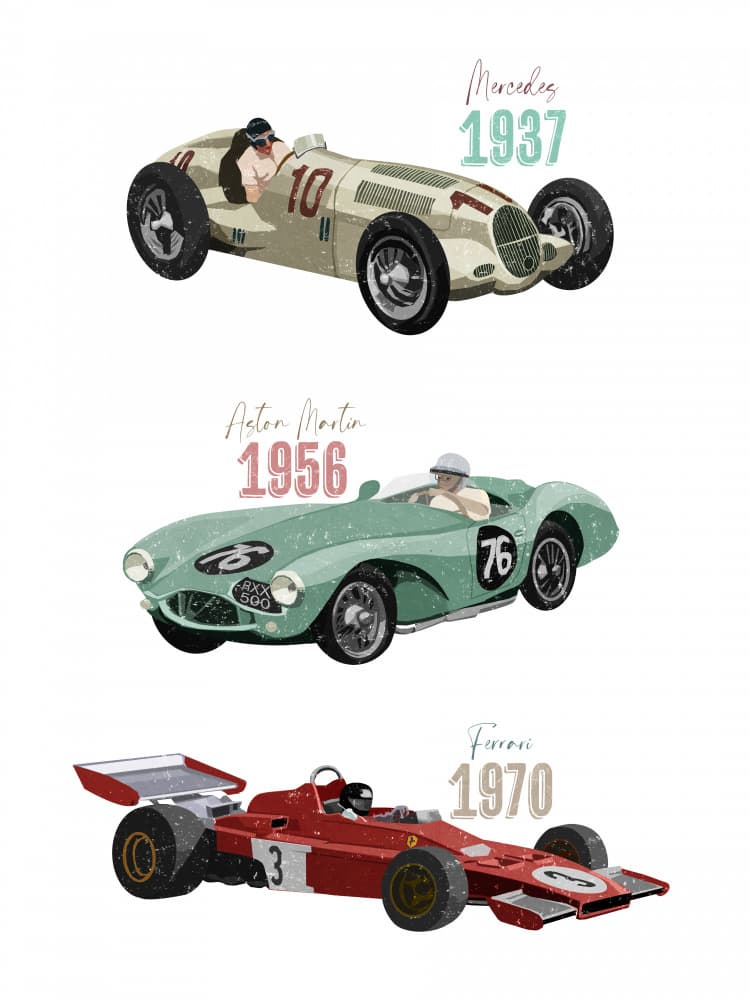 Vintage Racecars by Goed Blauw — canvas wall art
