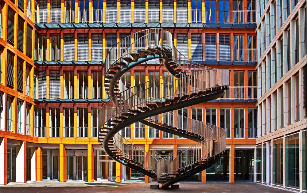 Modern Spiral Staircase by Hans Peter Rank — canvas wall art