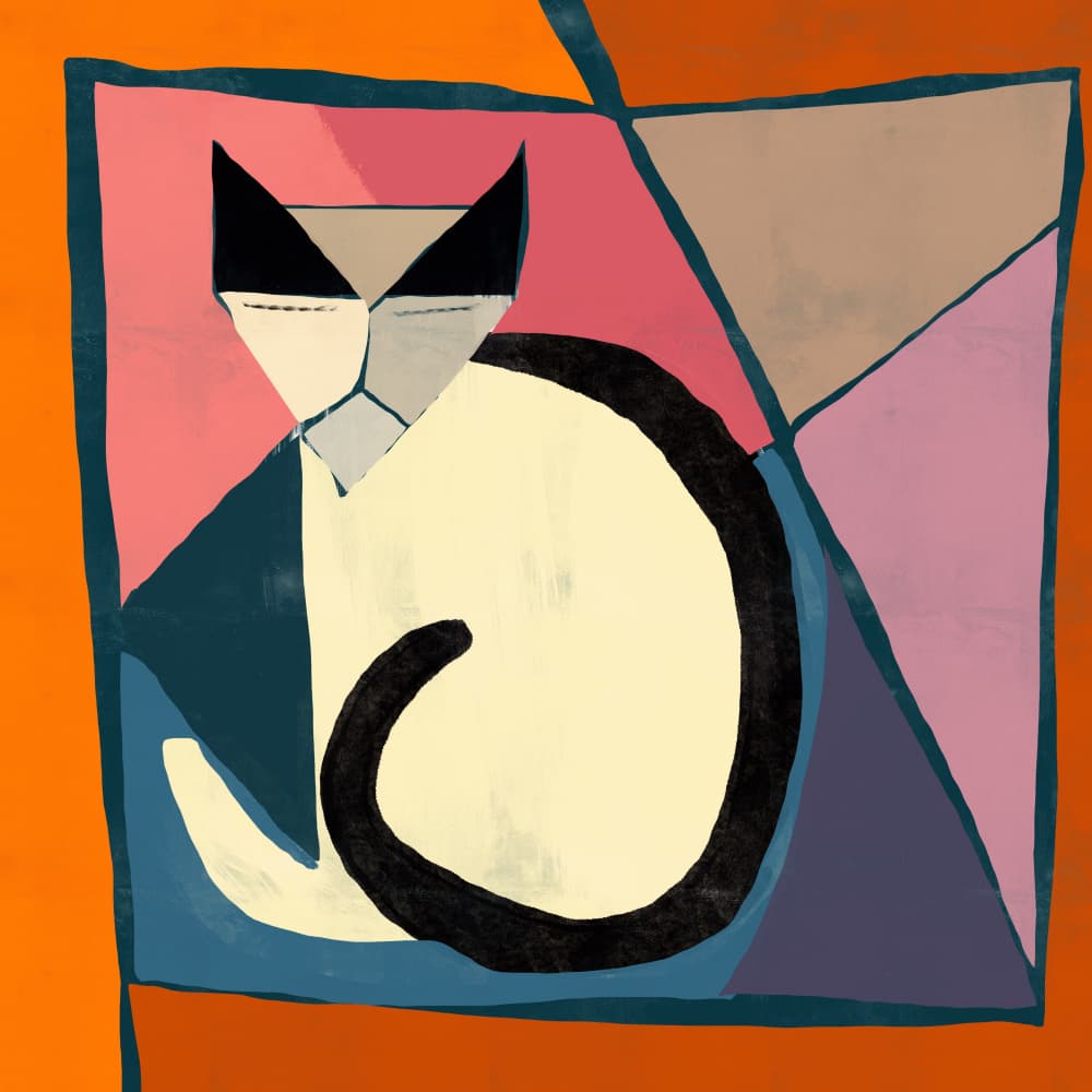 Abstract Geometric Cat by Little Dean — canvas wall art