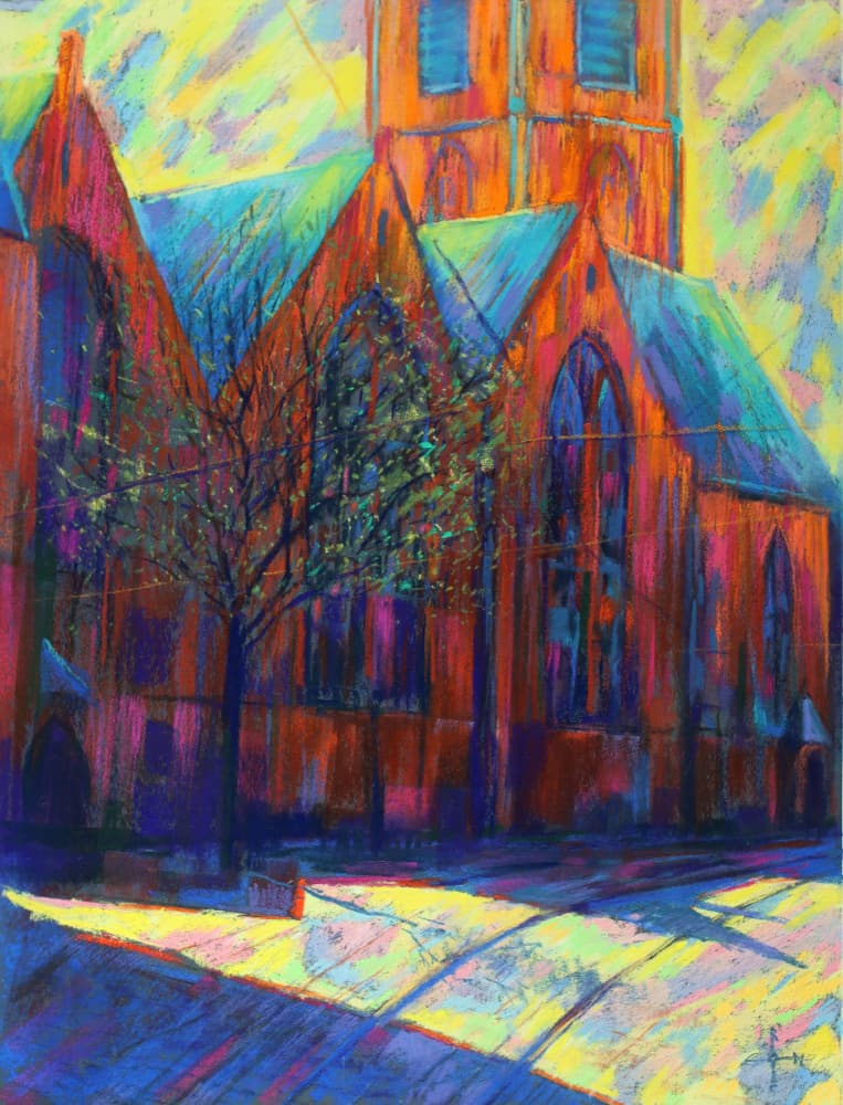 Vibrant City Church by Corné Akkers — canvas wall art