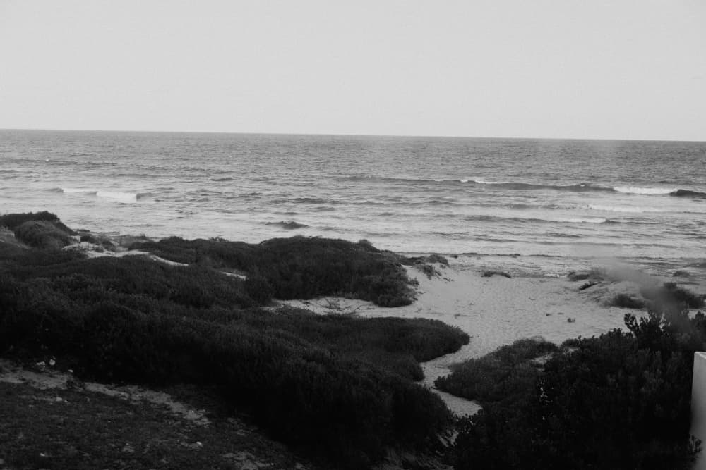 Black and White Coastal View by Megan Shone — canvas wall art