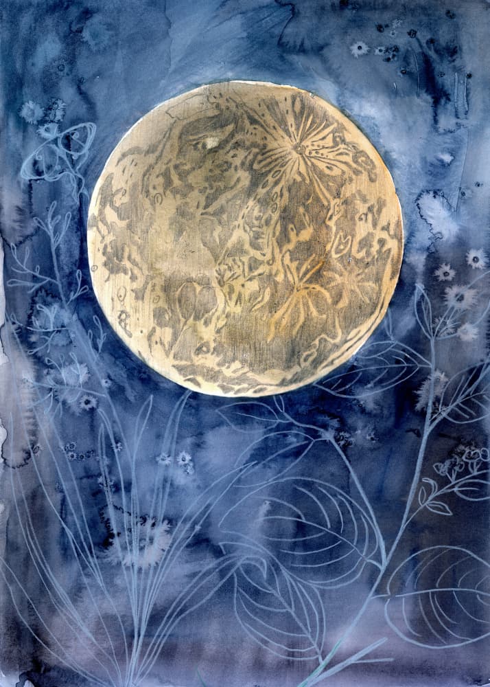Blue Moon Bloom by Christine Lindstrom — canvas wall art