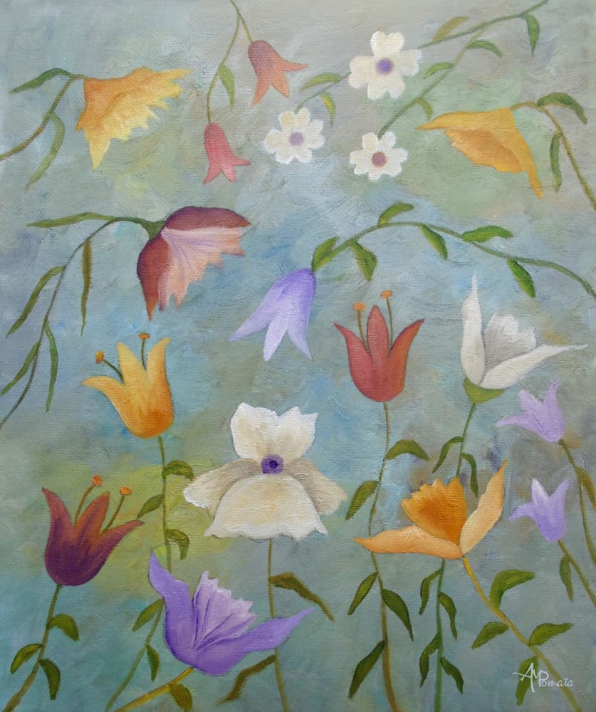 Whimsical Garden Flowers by Angeles M. Pomata — canvas wall art