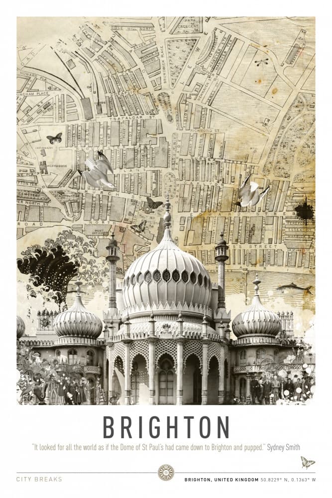 Brighton Royal Pavilion Map by Simon Goggin — canvas wall art