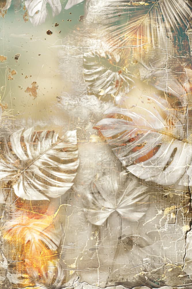 Vintage Gold Tropical Leaves by Rafal Kulik — canvas wall art