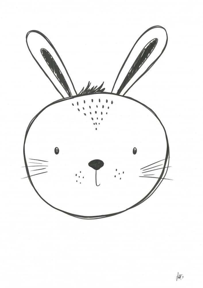 Cute Bunny Face by Lor Muller — canvas wall art