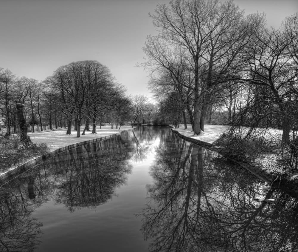 Winter Canal Reflections by Yvette Depaepe — canvas wall art