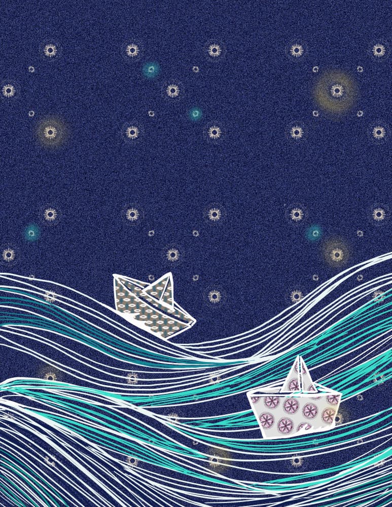 Paper Boats Under Stars by Art by the Ocean — canvas wall art