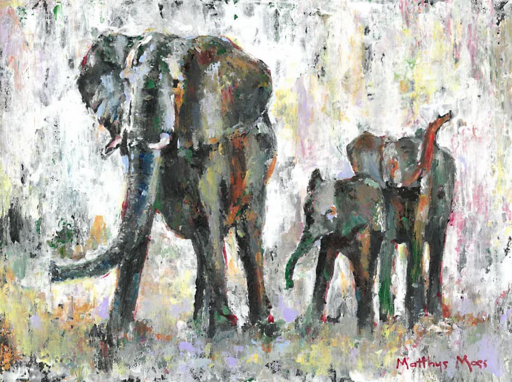 African Elephant Family by Matthys Moss — canvas wall art