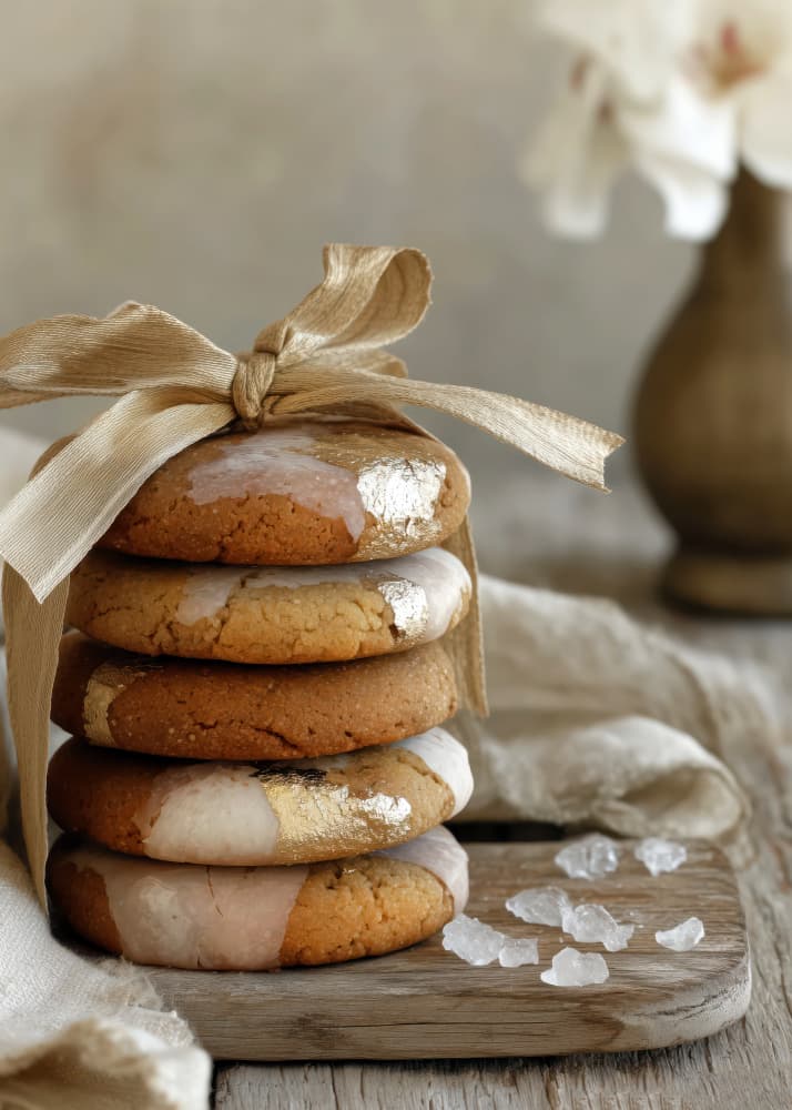 Golden Ribbon Cookies by Justyna Jaszke — canvas wall art