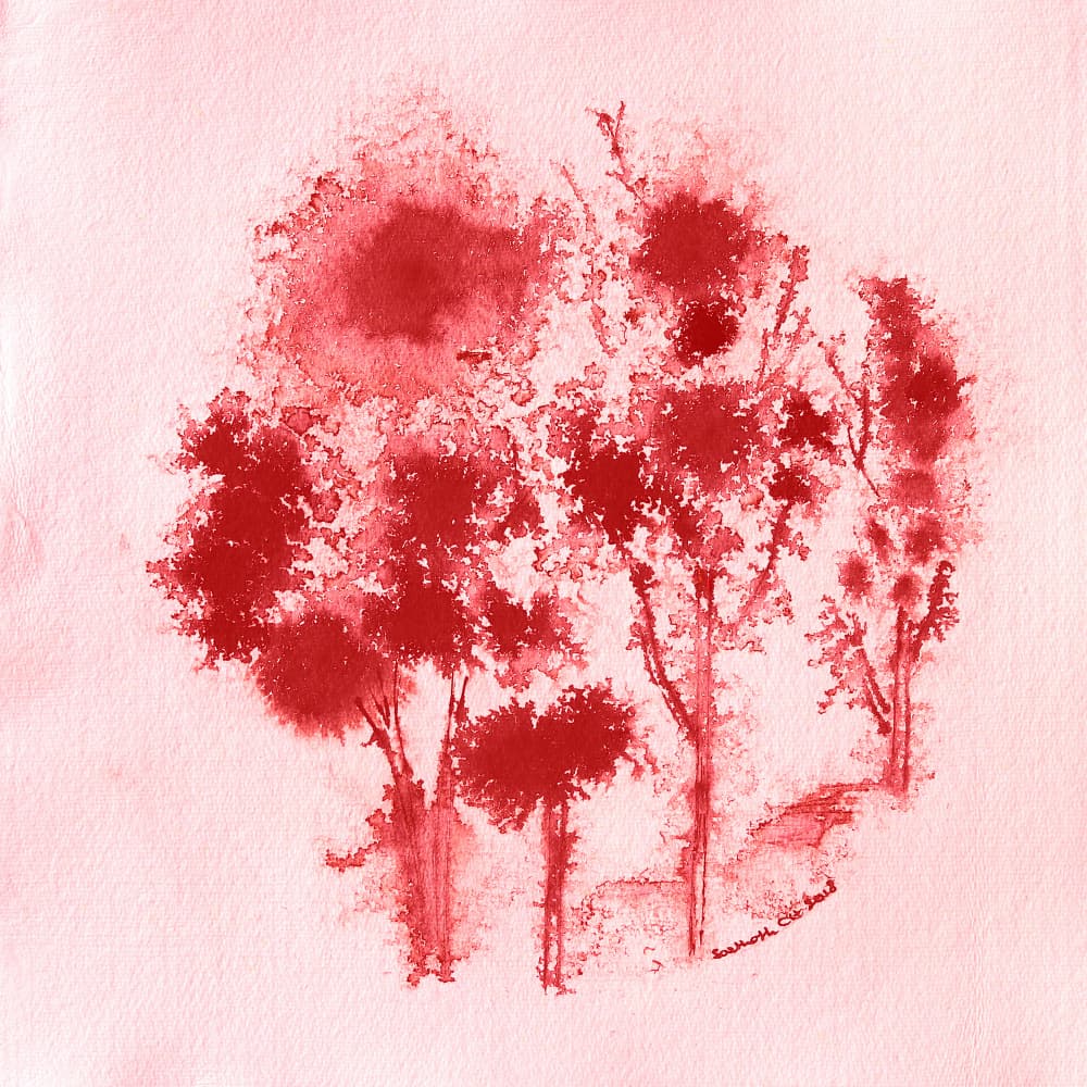 Ethereal Red Forest by Santhosh ch — canvas wall art