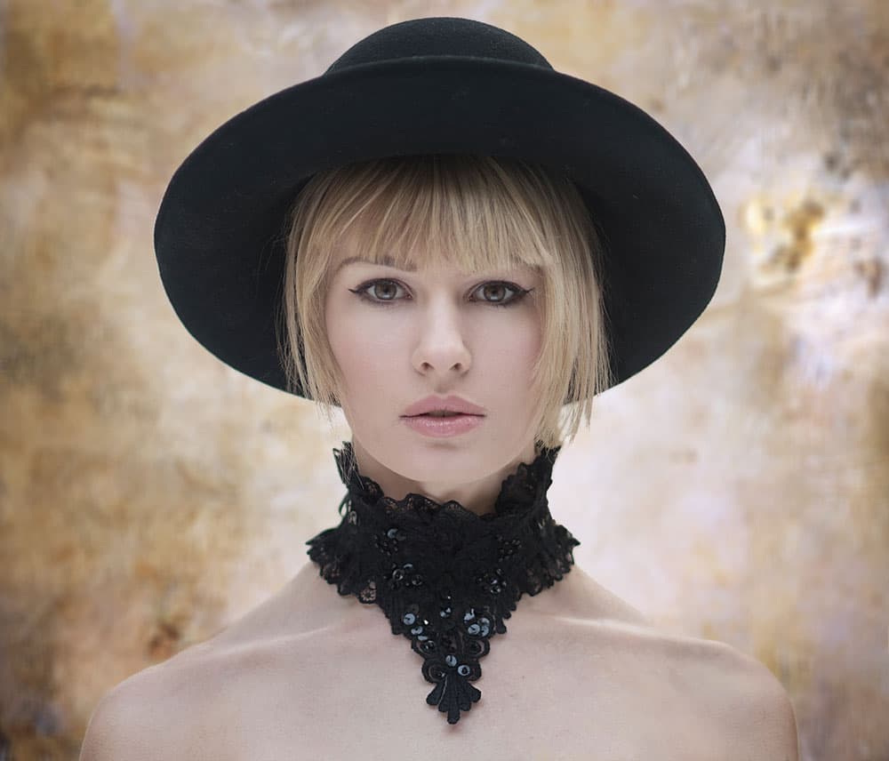 Blonde In Black Hat by kenp — canvas wall art