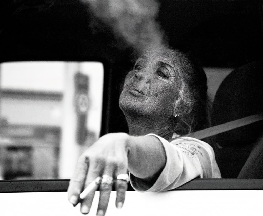 Candid Smoking Woman by Michael Burlak — canvas wall art