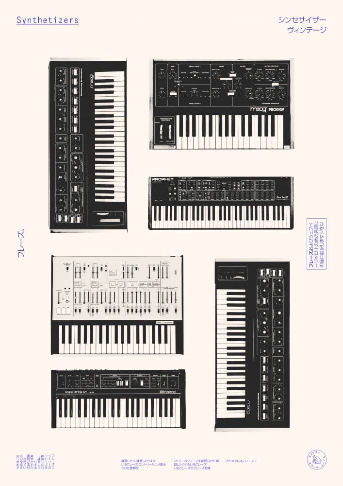 Vintage Synthesizer Collection by Florent Bodart — canvas wall art