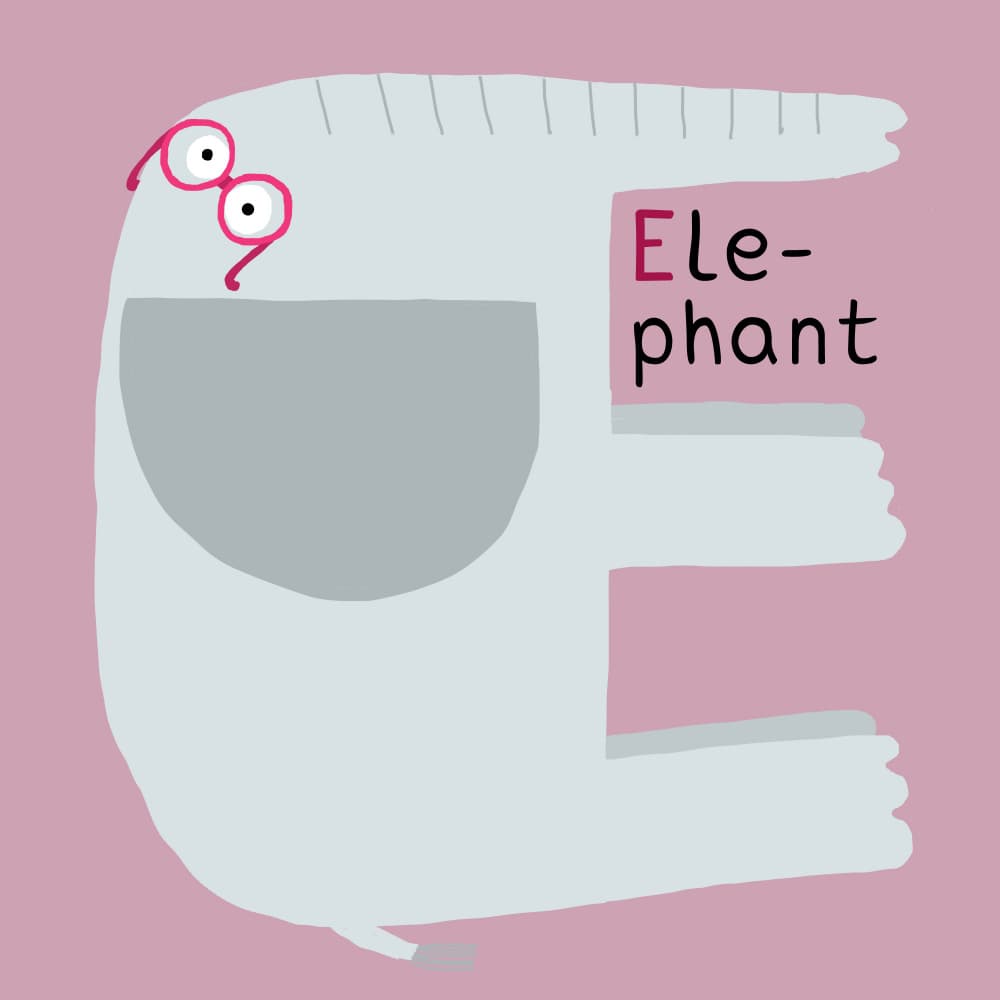 Elephant Letter E by Carla Daly — canvas wall art