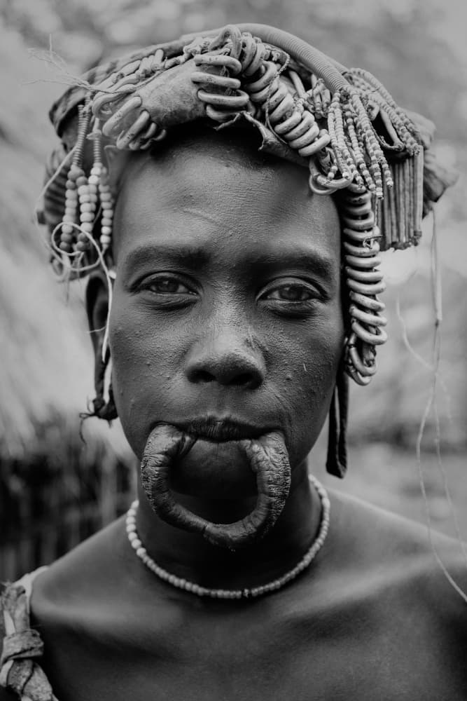 African Lip Plate Portrait by Svetlin Yosifov — canvas wall art