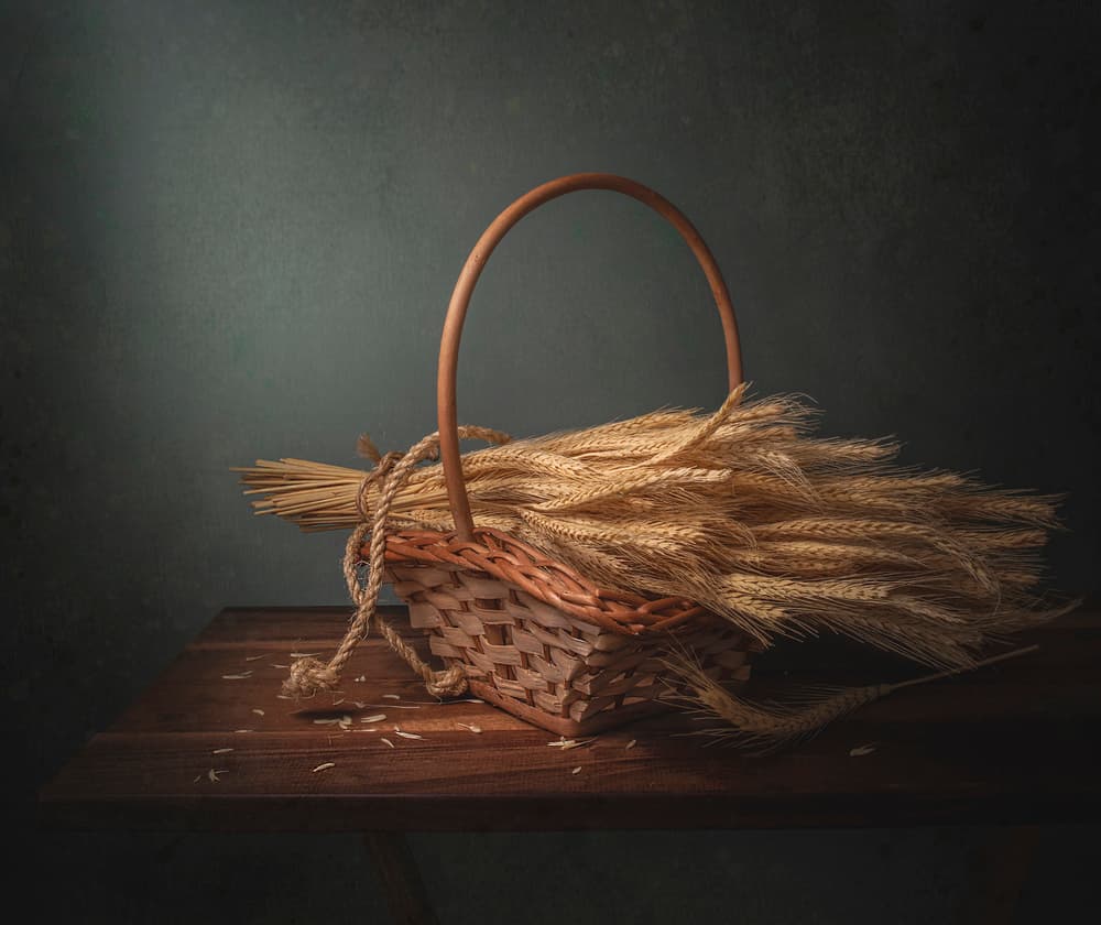 Basket Of Golden Wheat by Margareth Perfoncio — canvas wall art