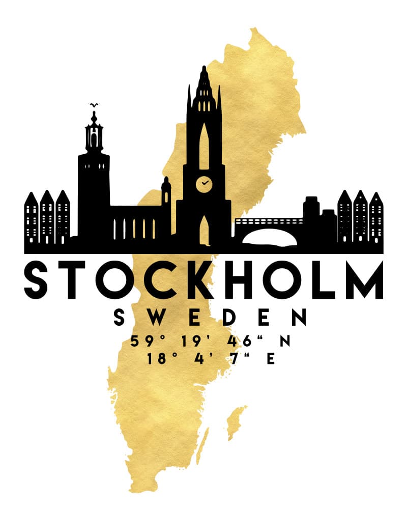 Stockholm Gold Map Skyline by Emiliano Deificus — canvas wall art