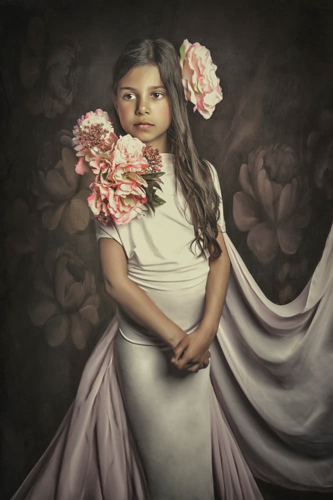 Ethereal Child Floral Portrait by Carola Kayen-Mouthaan — canvas wall art