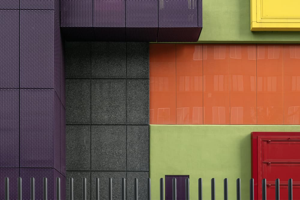 Vibrant Geometric Facade by Linda Wride — canvas wall art