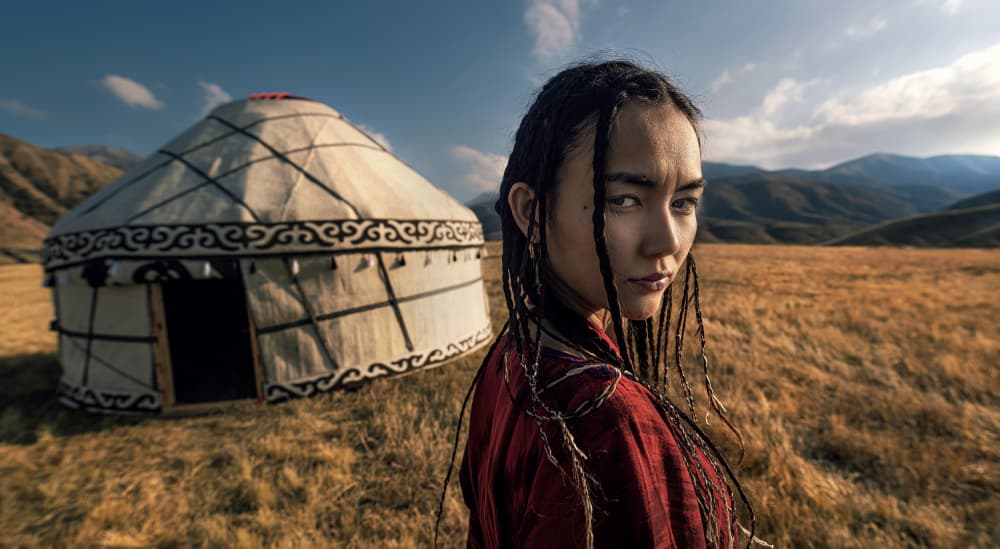 Nomadic Woman and Yurt by Waldemar Szmidt — canvas wall art