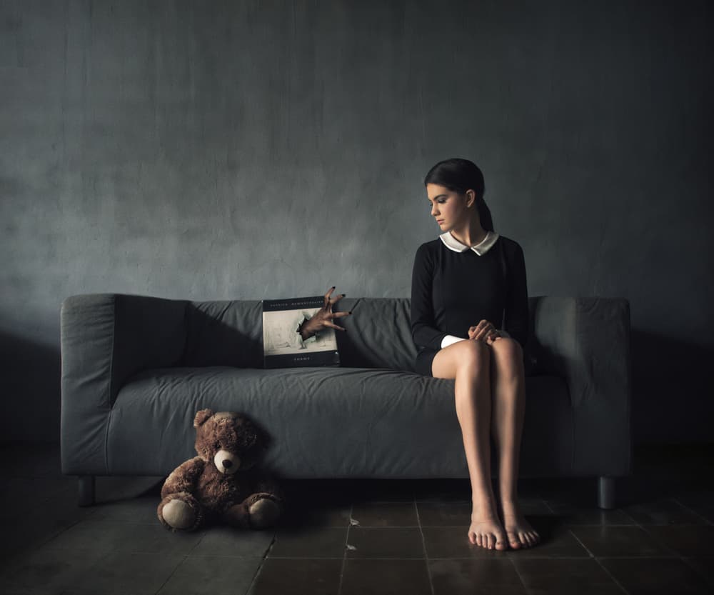 Girl With Eerie Hand by hardibudi — canvas wall art