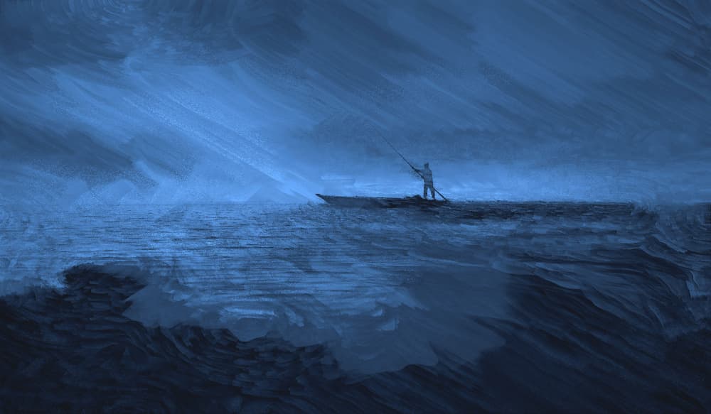 Solitary Night Fishing by Hesham Ragab — canvas wall art