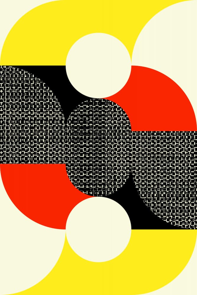 Midcentury Color Block Circles by Petr Strnad — canvas wall art