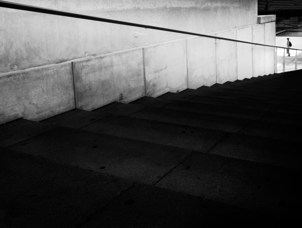 Solitary Figure Urban Stairs by Laura Mexia — canvas wall art
