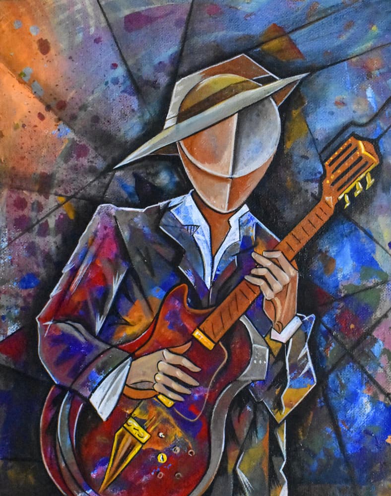 Abstract Guitar Player by Ricardo Maya — canvas wall art