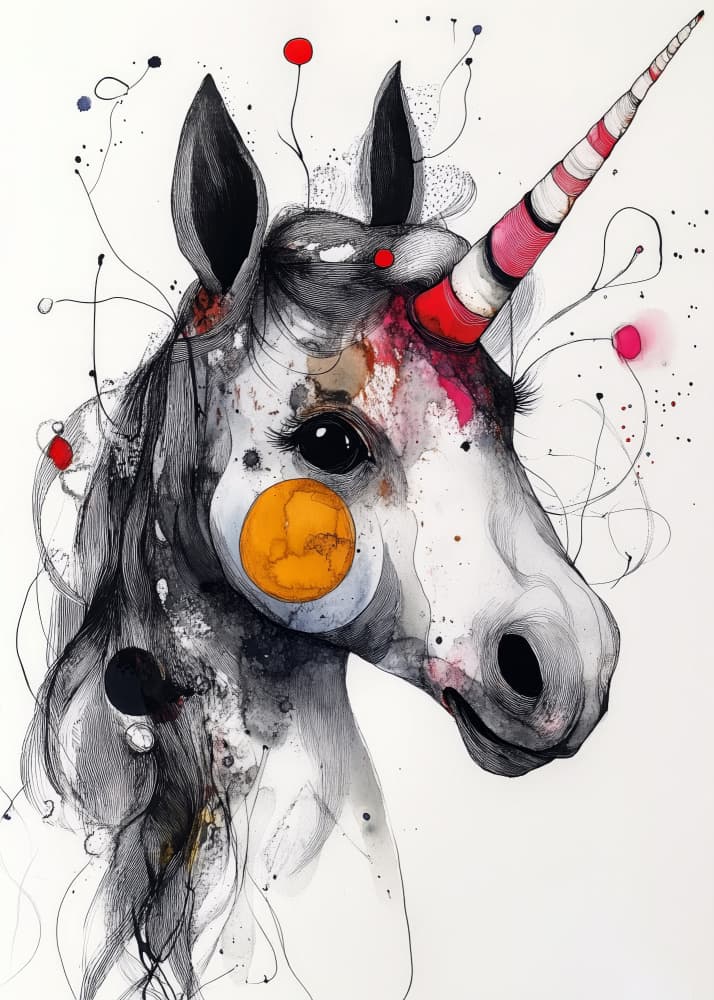 Mystical Unicorn Portrait by Justyna Jaszke — canvas wall art