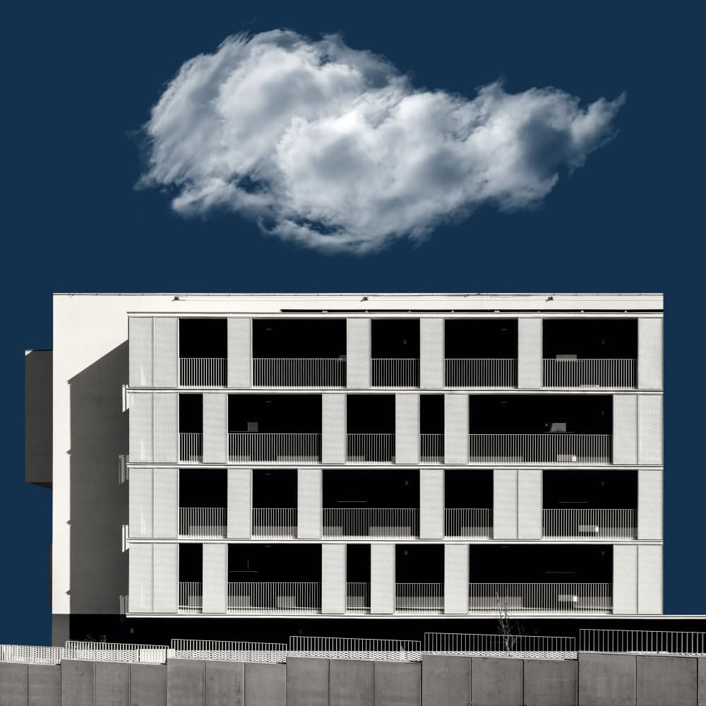 Modern Building Blue Sky by Andrea Comari — canvas wall art