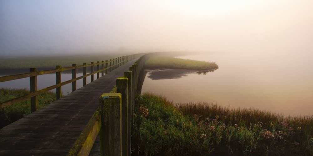 Misty Morning Bridge by Leif Løndal — canvas wall art