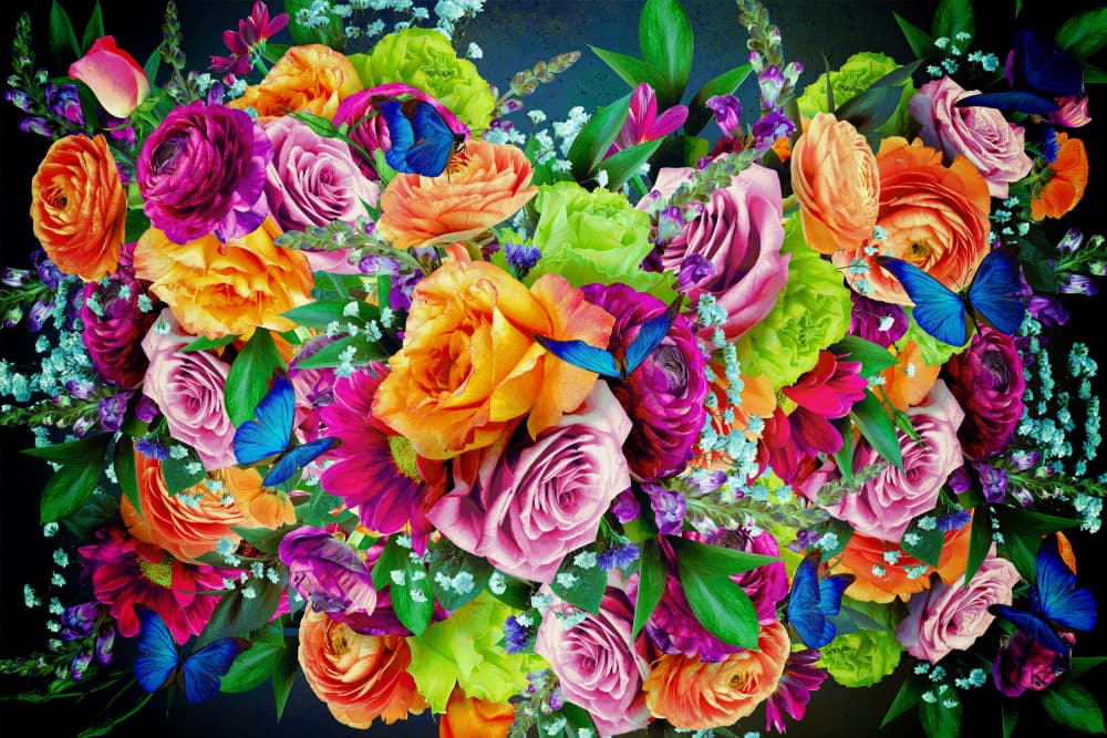 Vibrant Floral Butterflies by Sue Skellern — canvas wall art