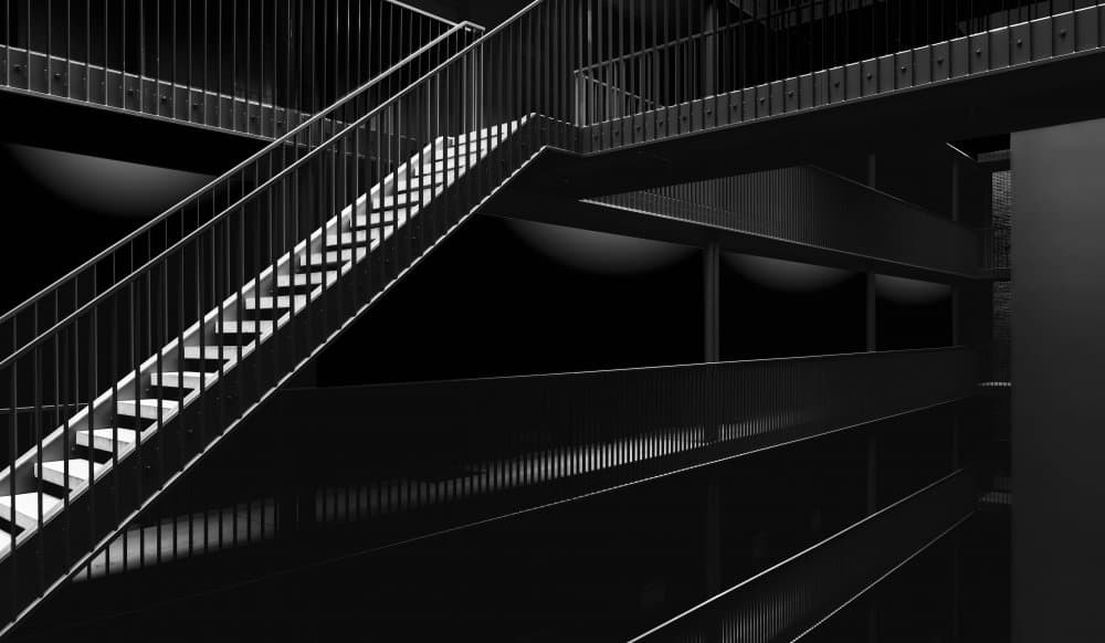 Geometric Staircase Shadows by Greetje van Son — canvas wall art