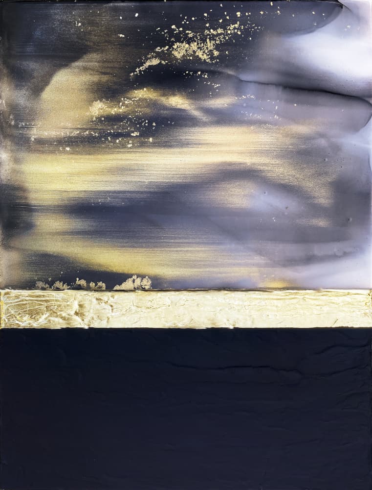 Golden Cosmic Horizon by Alyson Storms — canvas wall art