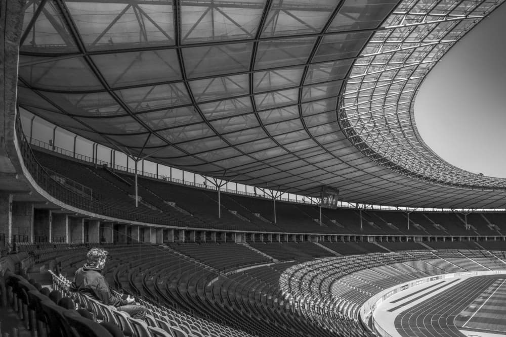 Empty Stadium Solitude by Michael Eßig — canvas wall art