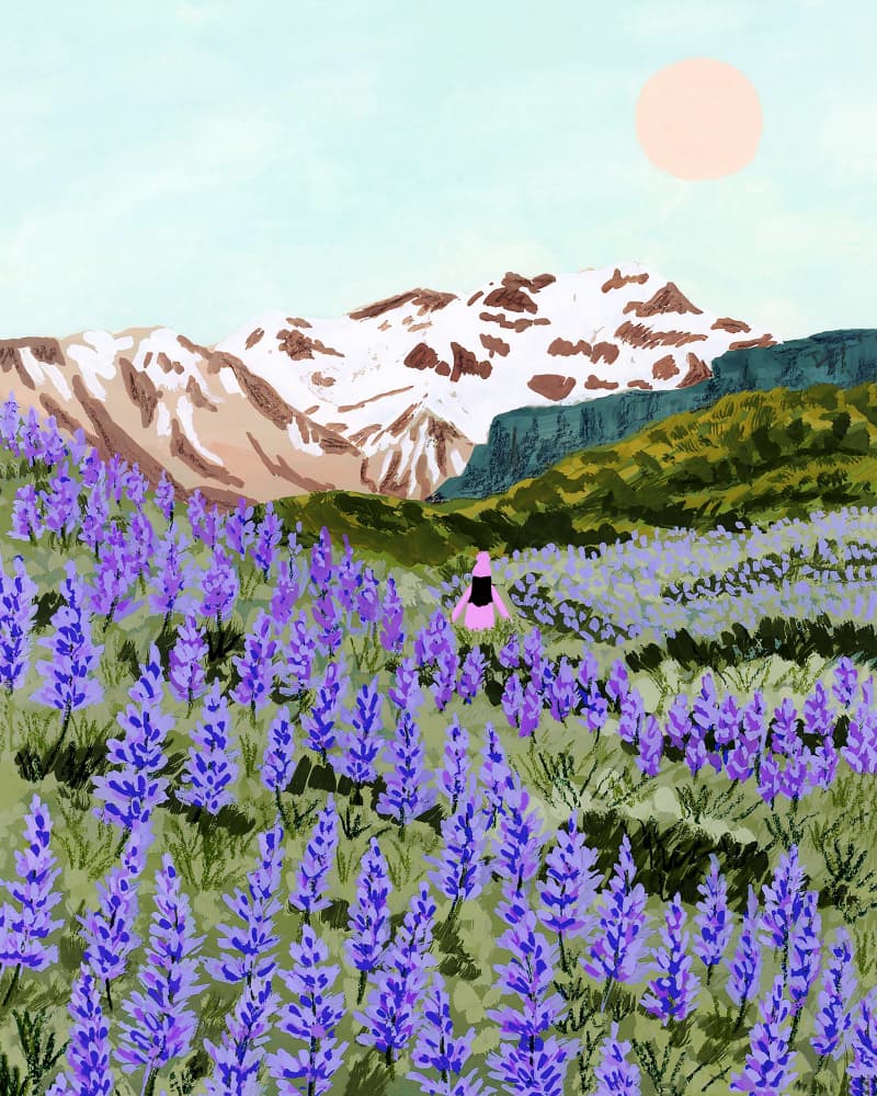 Serene Mountain Flower Field by Sarah Gesek — canvas wall art
