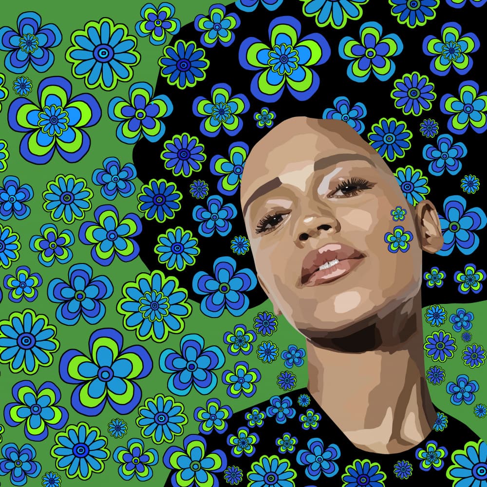 Groovy Flower Power Woman by Lynnda Rakos — canvas wall art