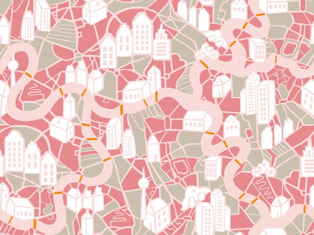 Pink City Journey by Annick — canvas wall art
