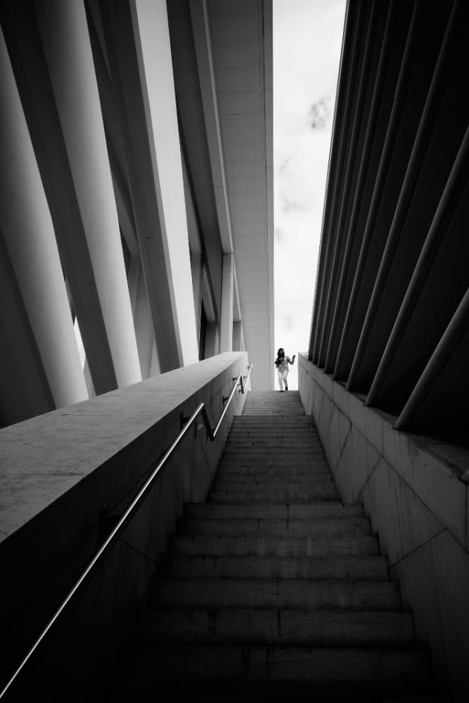 Woman on Architectural Stairs by Jose Beut — canvas wall art