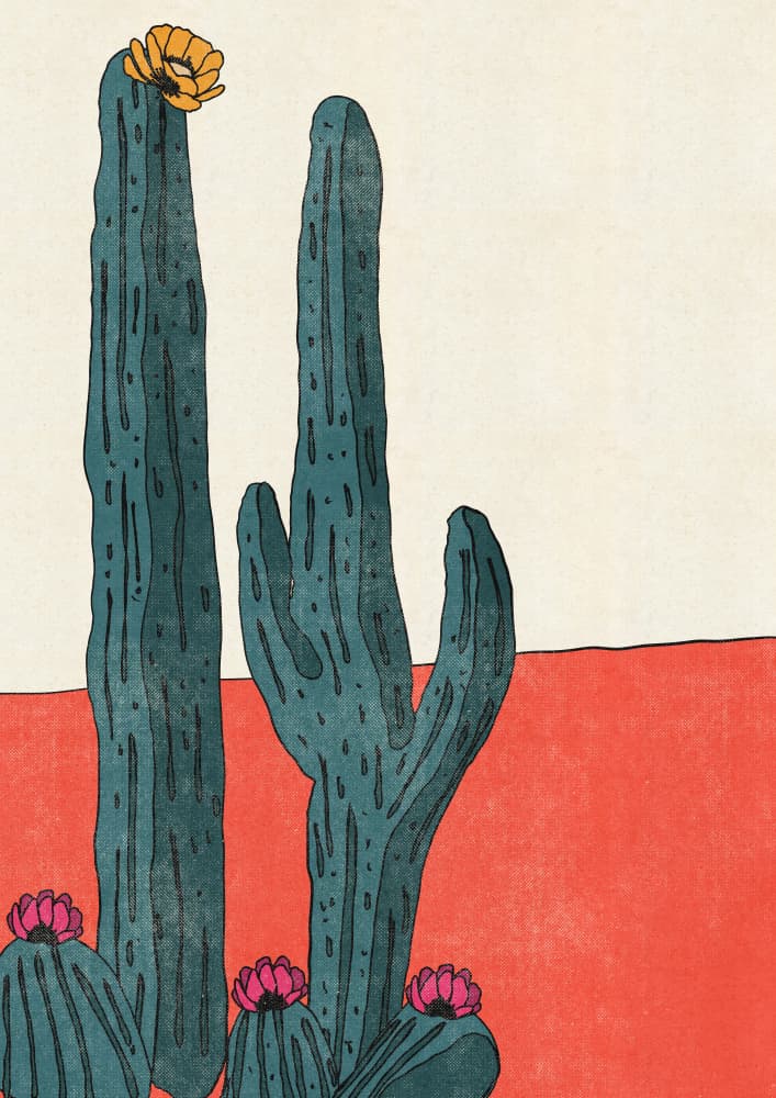 Vibrant Desert Cacti by Nicholas — canvas wall art