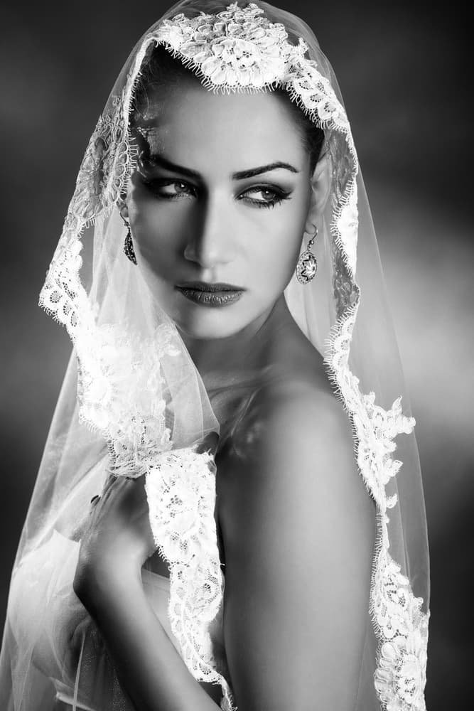 Elegant Veiled Bride by Peppe Tambè — canvas wall art